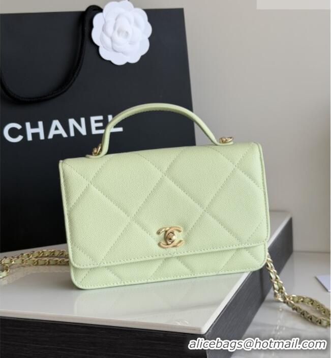 Good Looking Chanel Wallet On Chain with Top Handle Grained Shiny Calfskin AP4931 Light Green 2026