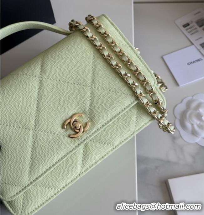 Good Looking Chanel Wallet On Chain with Top Handle Grained Shiny Calfskin AP4931 Light Green 2026
