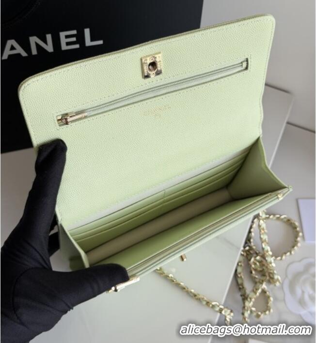 Good Looking Chanel Wallet On Chain with Top Handle Grained Shiny Calfskin AP4931 Light Green 2026