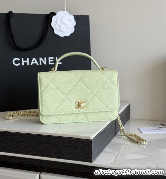 Good Looking Chanel Wallet On Chain with Top Handle Grained Shiny Calfskin AP4931 Light Green 2026