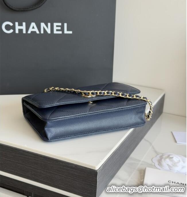 New Fashion Chanel Wallet On Chain with Top Handle Grained Shiny Calfskin AP4931 Navy Blue 2026