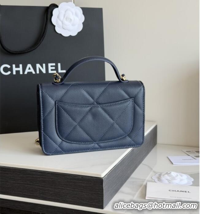 New Fashion Chanel Wallet On Chain with Top Handle Grained Shiny Calfskin AP4931 Navy Blue 2026