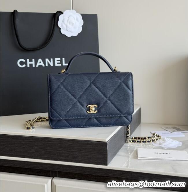 New Fashion Chanel Wallet On Chain with Top Handle Grained Shiny Calfskin AP4931 Navy Blue 2026
