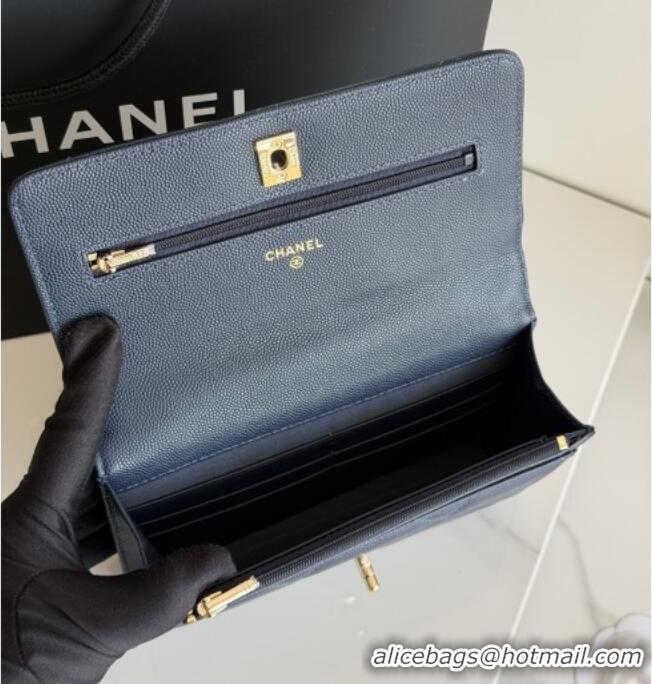 New Fashion Chanel Wallet On Chain with Top Handle Grained Shiny Calfskin AP4931 Navy Blue 2026