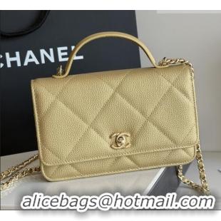 Most Popular Chanel Wallet On Chain with Top Handle Grained Shiny Calfskin AP4931 Gold 2026