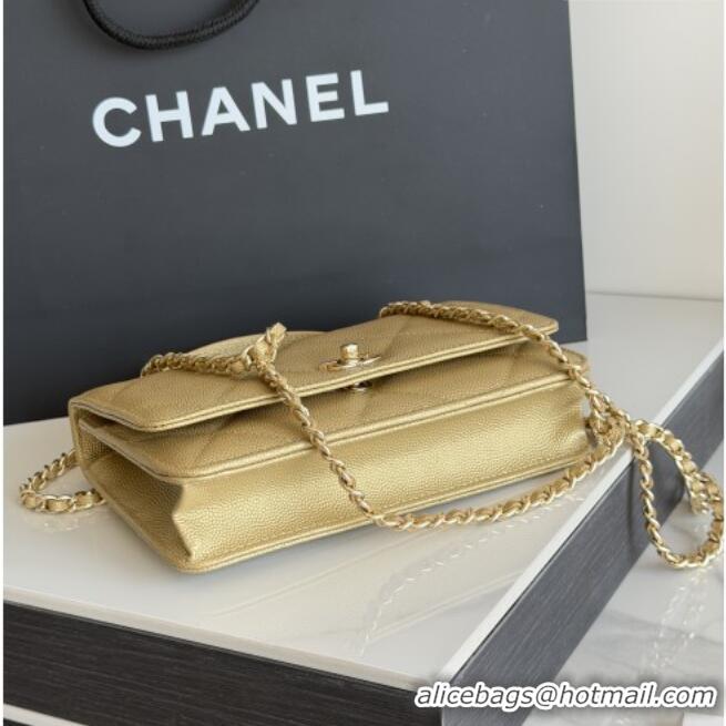 Most Popular Chanel Wallet On Chain with Top Handle Grained Shiny Calfskin AP4931 Gold 2026