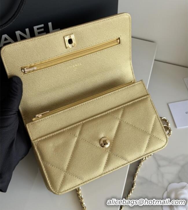 Most Popular Chanel Wallet On Chain with Top Handle Grained Shiny Calfskin AP4931 Gold 2026