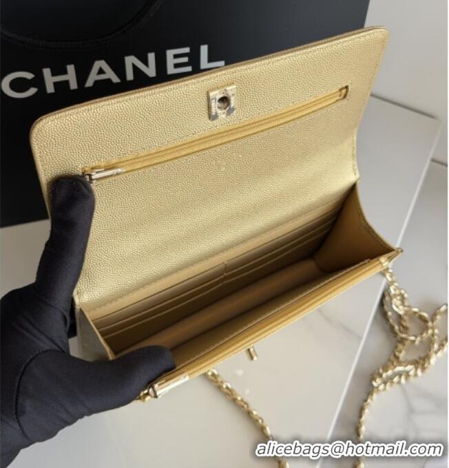 Most Popular Chanel Wallet On Chain with Top Handle Grained Shiny Calfskin AP4931 Gold 2026