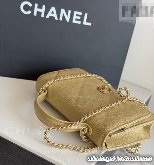 Most Popular Chanel Wallet On Chain with Top Handle Grained Shiny Calfskin AP4931 Gold 2026