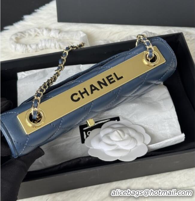 Buy New Cheap Chanel Lambskin Wallet On Chain WOC with Top Metal Band 6841V Blue 2026