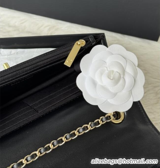 Inexpensive Chanel Lambskin Chevron Wallet On Chain WOC with Top Metal Band 6841V Black 2026