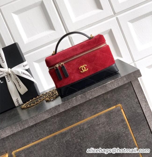 Grade Quality Chanel Vanity with Chain in Suede Calfskin & Shiny Lambskin AP5186 Burgundy 2026
