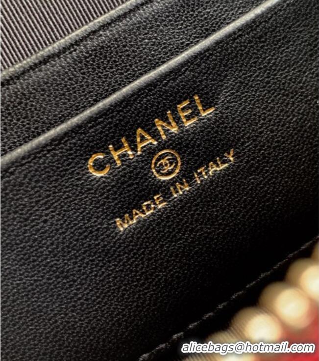 Grade Quality Chanel Vanity with Chain in Suede Calfskin & Shiny Lambskin AP5186 Burgundy 2026