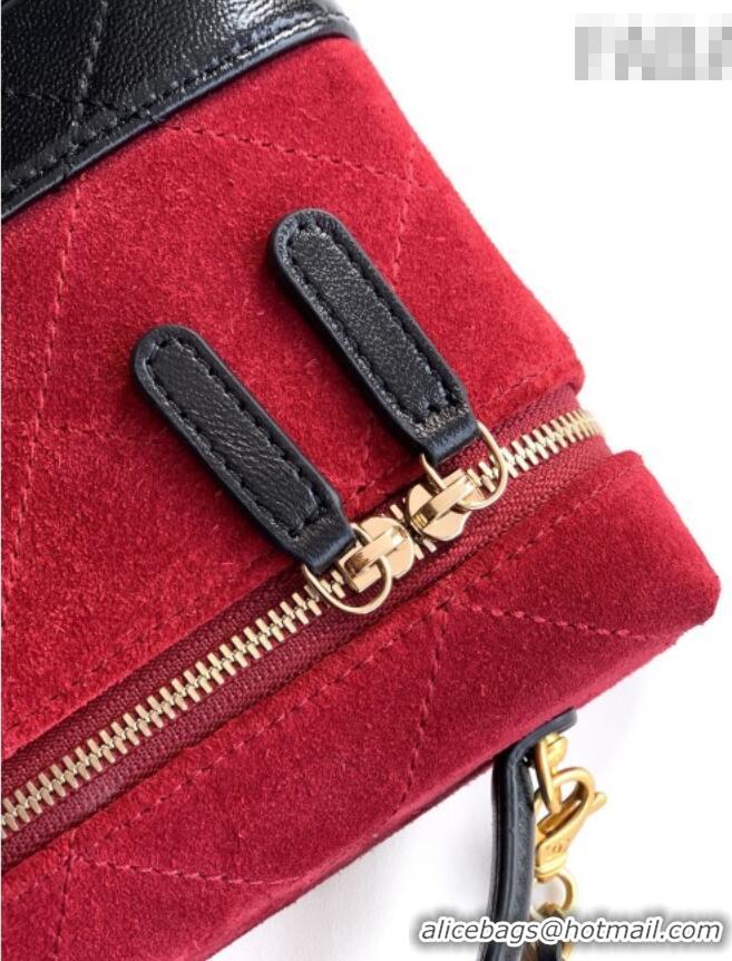 Grade Quality Chanel Vanity with Chain in Suede Calfskin & Shiny Lambskin AP5186 Burgundy 2026