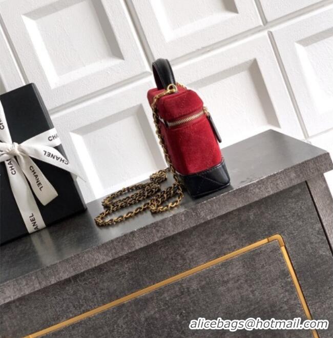 Grade Quality Chanel Vanity with Chain in Suede Calfskin & Shiny Lambskin AP5186 Burgundy 2026