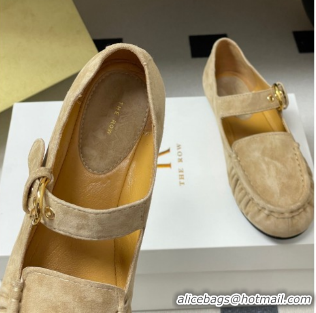 Best Price The Row Suede Loafers with Buckle Strap TR120801 Beige 2026