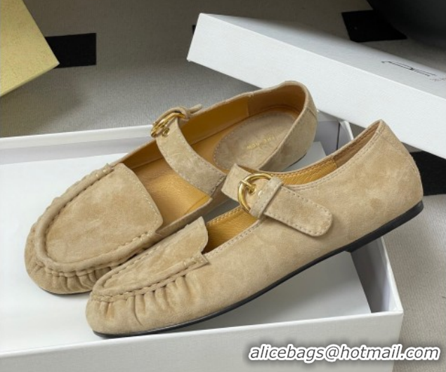 Best Price The Row Suede Loafers with Buckle Strap TR120801 Beige 2026