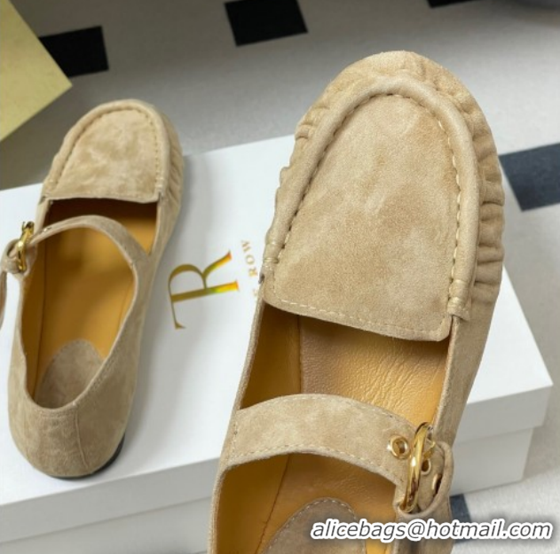 Best Price The Row Suede Loafers with Buckle Strap TR120801 Beige 2026