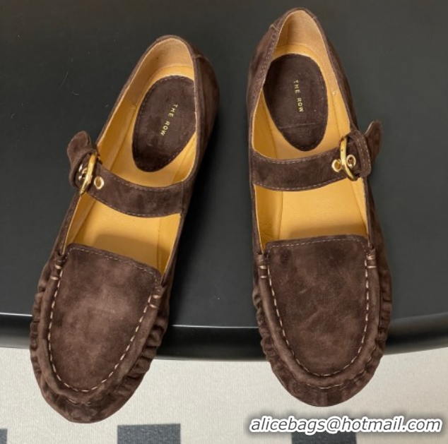 Purchase The Row Suede Loafers with Buckle Strap TR120801 Brown 2026