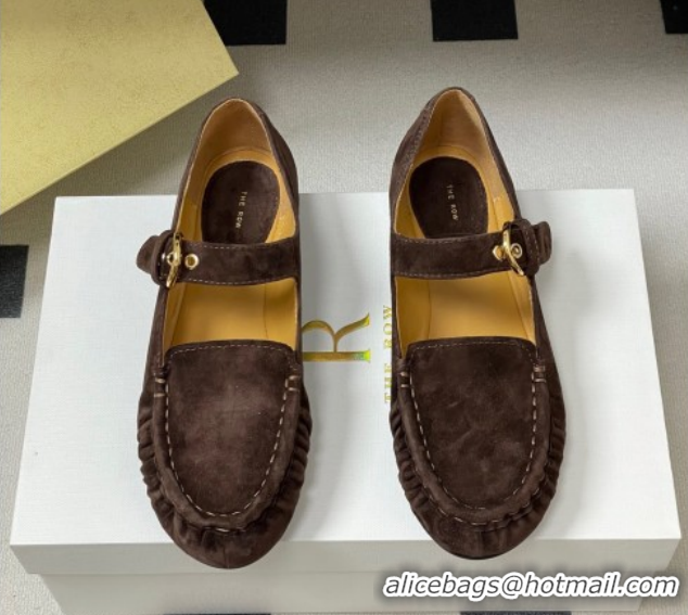 Purchase The Row Suede Loafers with Buckle Strap TR120801 Brown 2026