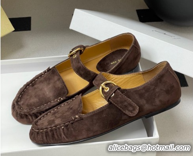 Purchase The Row Suede Loafers with Buckle Strap TR120801 Brown 2026