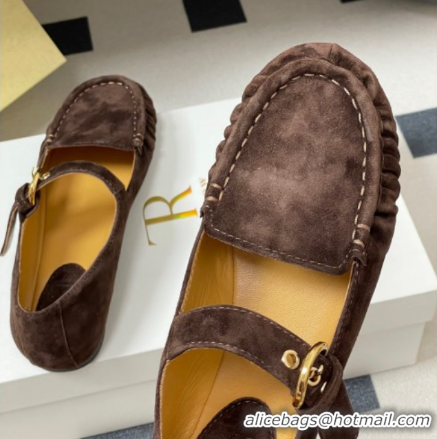 Purchase The Row Suede Loafers with Buckle Strap TR120801 Brown 2026
