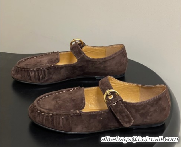 Purchase The Row Suede Loafers with Buckle Strap TR120801 Brown 2026