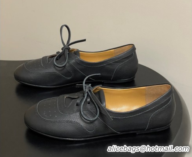 Top Grade The Row Leather Laced-up Sneakers TR120802 Black 2026