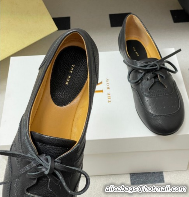 Top Grade The Row Leather Laced-up Sneakers TR120802 Black 2026