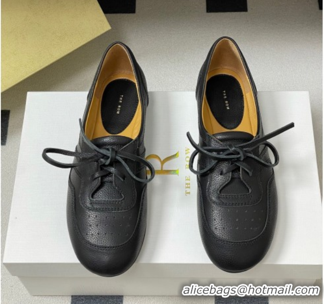 Top Grade The Row Leather Laced-up Sneakers TR120802 Black 2026