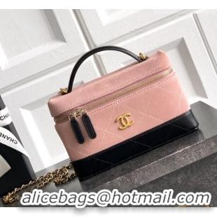 Top Grade Chanel Vanity with Chain in Suede Calfskin & Shiny Lambskin AP5186 Pink 2026