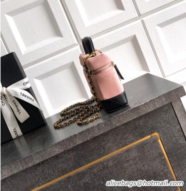 Top Grade Chanel Vanity with Chain in Suede Calfskin & Shiny Lambskin AP5186 Pink 2026