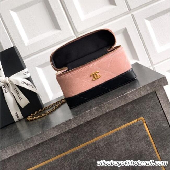 Top Grade Chanel Vanity with Chain in Suede Calfskin & Shiny Lambskin AP5186 Pink 2026
