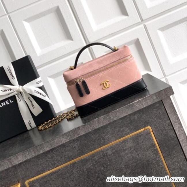 Top Grade Chanel Vanity with Chain in Suede Calfskin & Shiny Lambskin AP5186 Pink 2026
