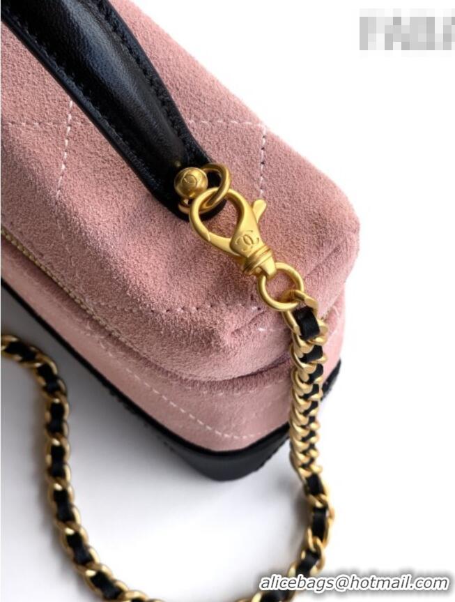 Top Grade Chanel Vanity with Chain in Suede Calfskin & Shiny Lambskin AP5186 Pink 2026