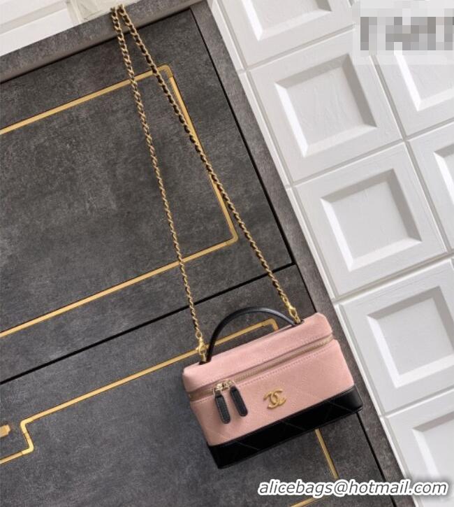 Top Grade Chanel Vanity with Chain in Suede Calfskin & Shiny Lambskin AP5186 Pink 2026