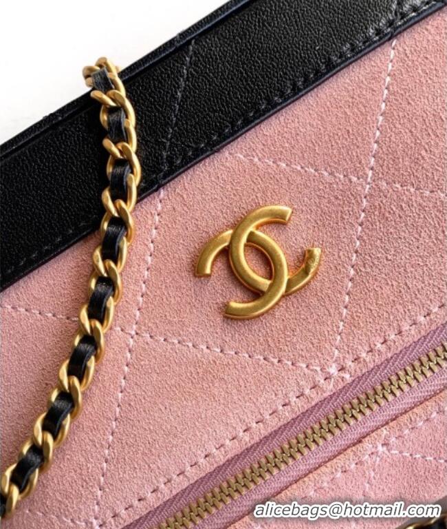 Top Grade Chanel Vanity with Chain in Suede Calfskin & Shiny Lambskin AP5186 Pink 2026
