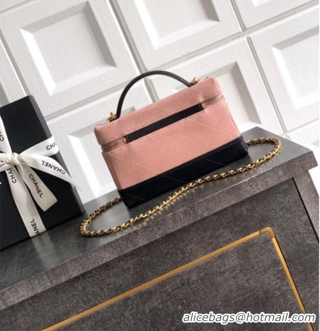 Top Grade Chanel Vanity with Chain in Suede Calfskin & Shiny Lambskin AP5186 Pink 2026