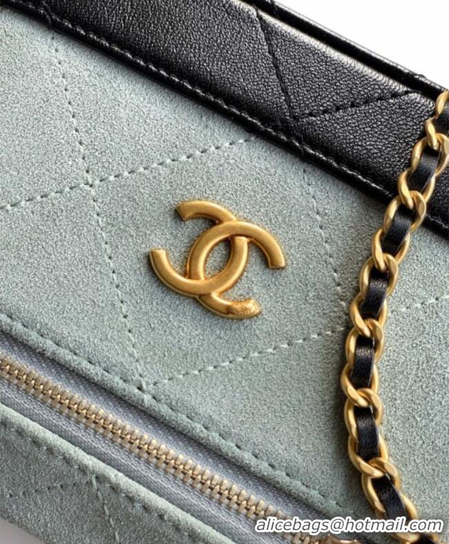 Low Price Chanel Vanity with Chain in Suede Calfskin & Shiny Lambskin AP5186 Haze Blue 2026