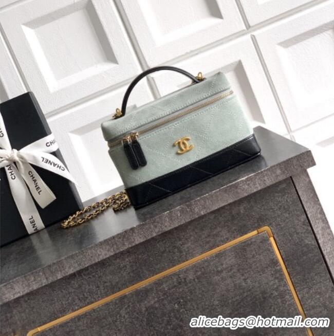 Low Price Chanel Vanity with Chain in Suede Calfskin & Shiny Lambskin AP5186 Haze Blue 2026