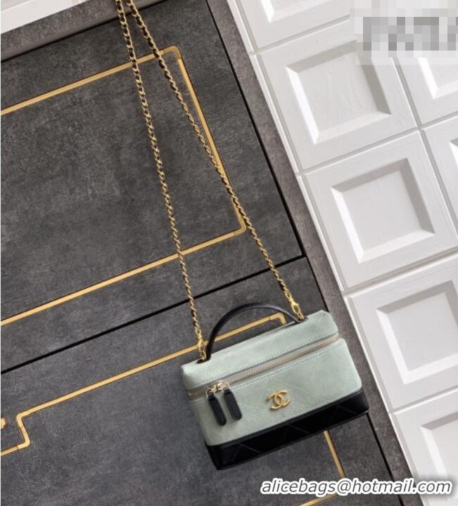 Low Price Chanel Vanity with Chain in Suede Calfskin & Shiny Lambskin AP5186 Haze Blue 2026