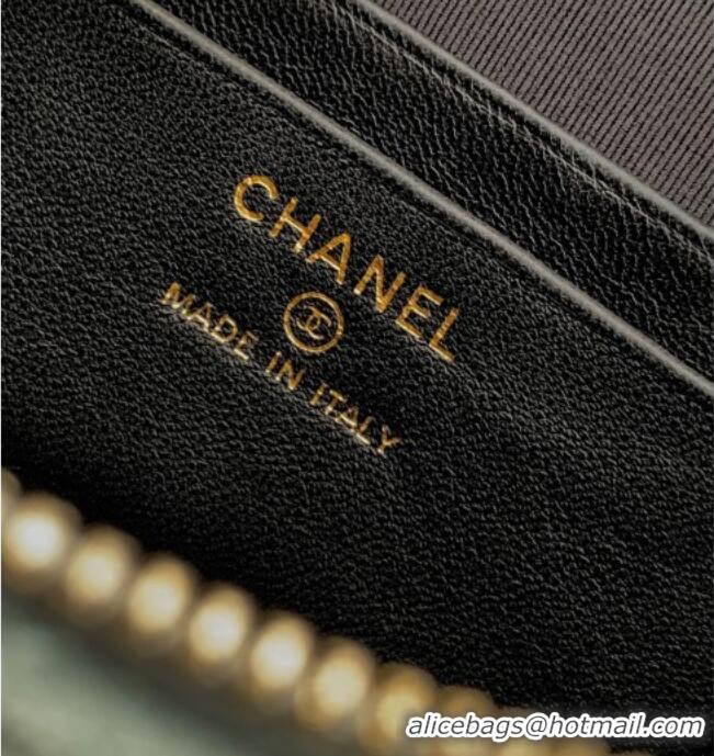 Low Price Chanel Vanity with Chain in Suede Calfskin & Shiny Lambskin AP5186 Haze Blue 2026