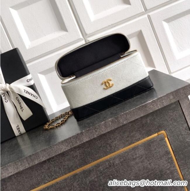 Low Cost Chanel Vanity with Chain in Suede Calfskin & Shiny Lambskin AP5186 Light Grey 2026
