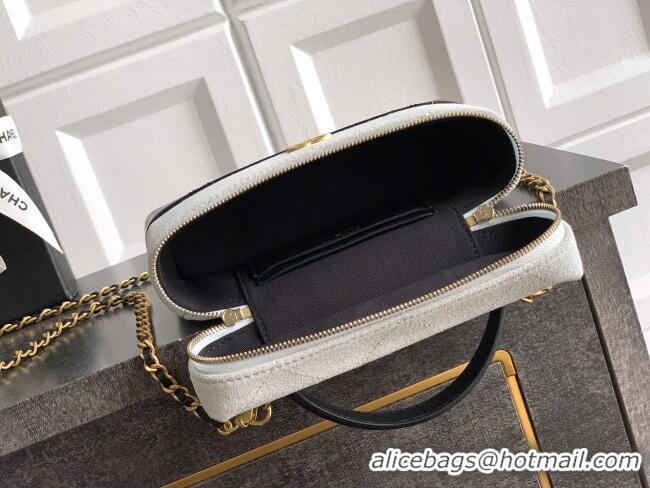 Low Cost Chanel Vanity with Chain in Suede Calfskin & Shiny Lambskin AP5186 Light Grey 2026