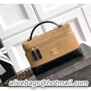 Big Discount Chanel Vanity with Chain in Suede Calfskin & Shiny Lambskin AP5186 Khaki Brown 2026