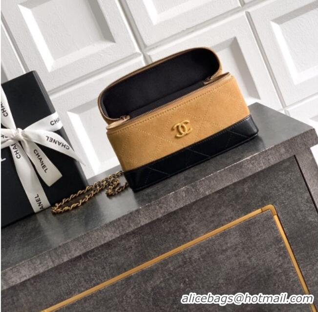 Big Discount Chanel Vanity with Chain in Suede Calfskin & Shiny Lambskin AP5186 Khaki Brown 2026