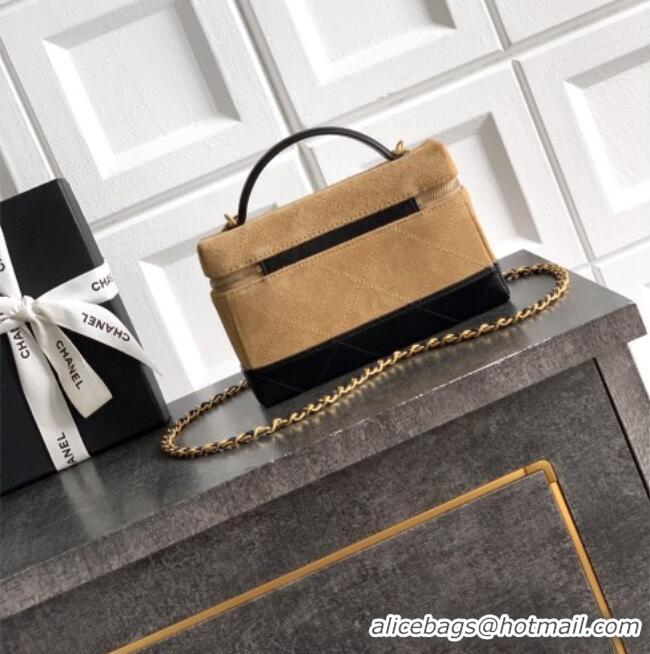 Big Discount Chanel Vanity with Chain in Suede Calfskin & Shiny Lambskin AP5186 Khaki Brown 2026