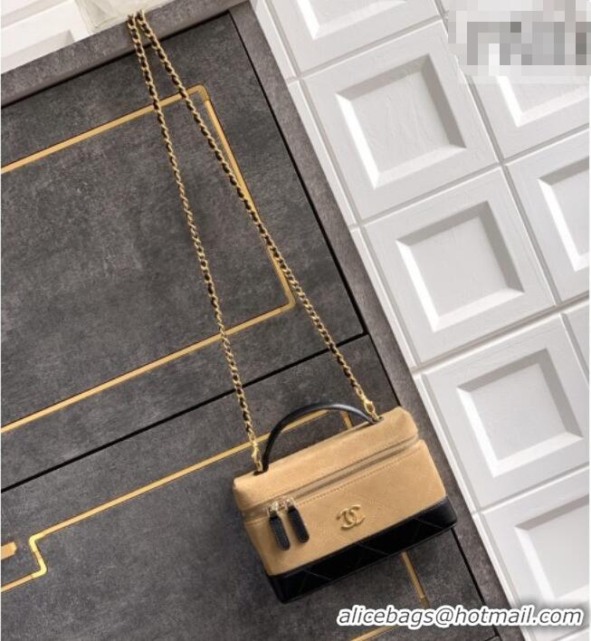 Big Discount Chanel Vanity with Chain in Suede Calfskin & Shiny Lambskin AP5186 Khaki Brown 2026