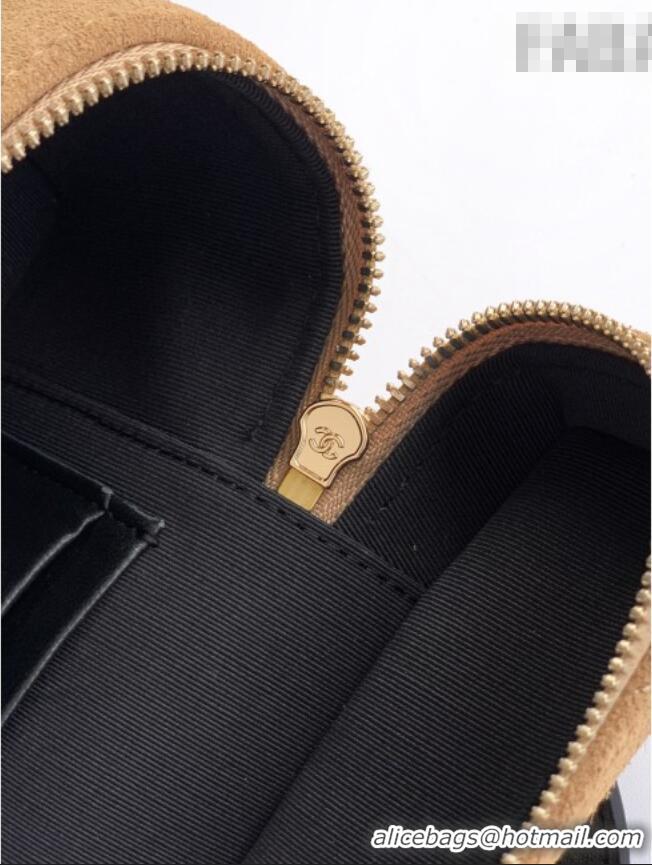 Big Discount Chanel Vanity with Chain in Suede Calfskin & Shiny Lambskin AP5186 Khaki Brown 2026