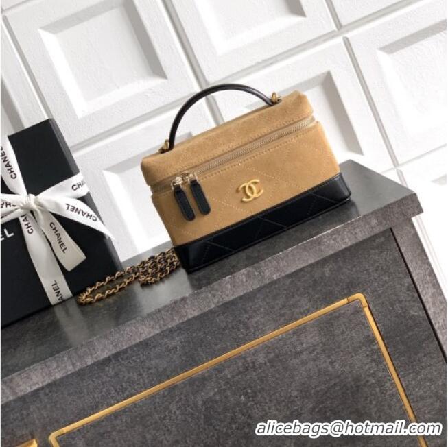 Big Discount Chanel Vanity with Chain in Suede Calfskin & Shiny Lambskin AP5186 Khaki Brown 2026